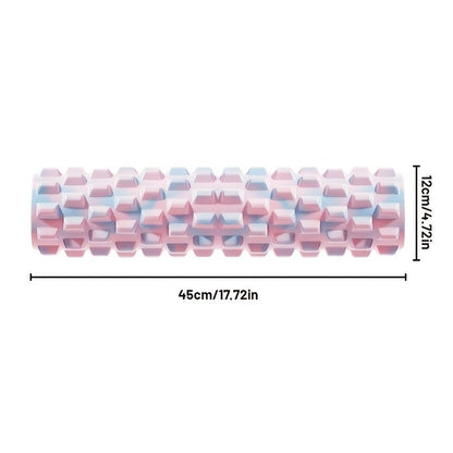 Pink foam roller, muscle recovery, fitness accessory, deep tissue massage, post-workout relief, textured foam V1347-141-SIL-23733