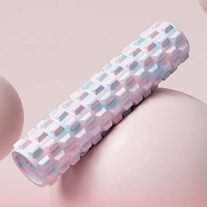 Pink foam roller, muscle recovery, fitness accessory, deep tissue massage, post-workout relief, textured foam V1347-141-SIL-23733