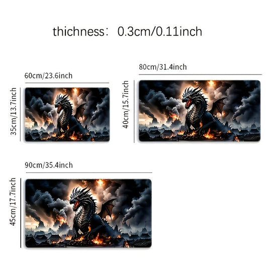 gaming desk mat, dragon design, large desk mat, mouse mat for gaming, desk protection mat, Australian gaming V1347-890-BLA-86654