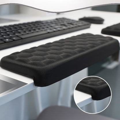 Black ergonomic wrist rest, keyboard wrist support, comfortable typing, wrist cushion, office ergonomics, V1347-890-GRA-14117