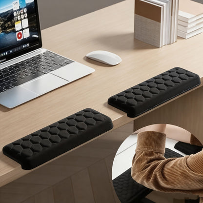 Black ergonomic wrist rest, keyboard wrist support, comfortable typing, wrist cushion, office ergonomics, V1347-890-GRA-14117