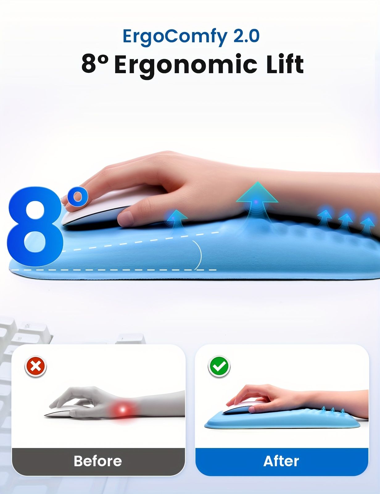 Black ergonomic mouse pad, Vaydeer, mouse accessories, computer accessories, wrist rest mouse pad, smooth V1347-890-PIN-80443