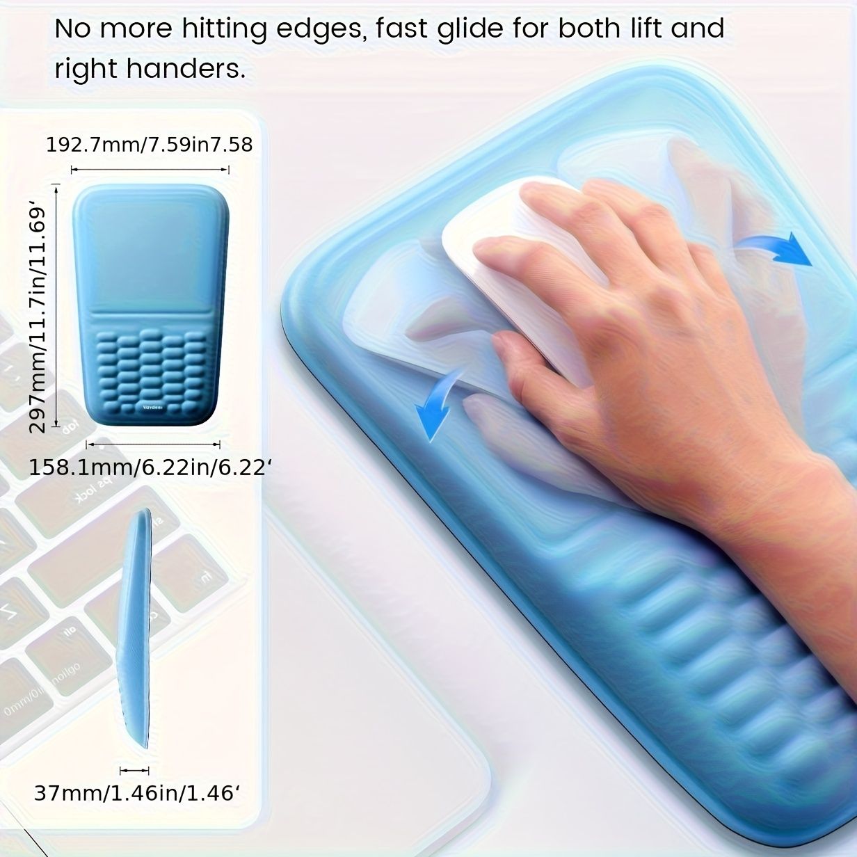 Black ergonomic mouse pad, Vaydeer, mouse accessories, computer accessories, wrist rest mouse pad, smooth V1347-890-PIN-80443