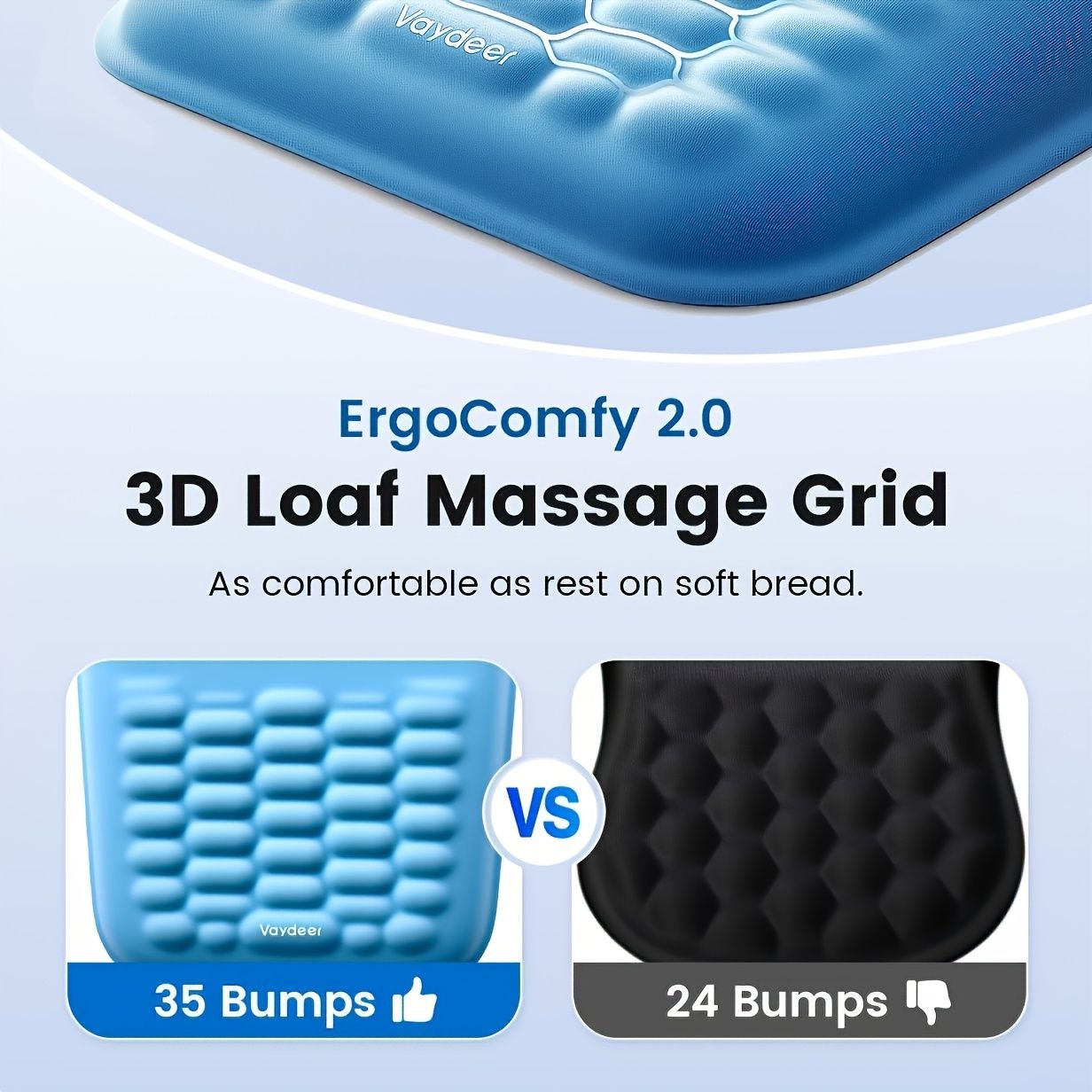 Black ergonomic mouse pad, Vaydeer, mouse accessories, computer accessories, wrist rest mouse pad, smooth V1347-890-PIN-80443