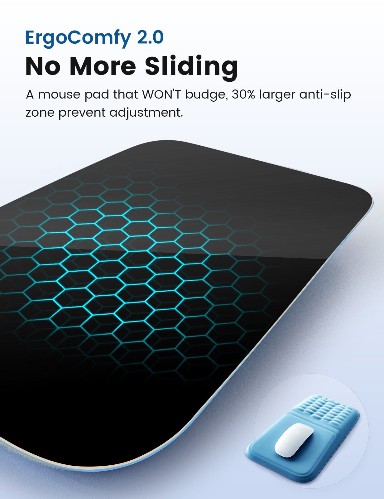 Black ergonomic mouse pad, Vaydeer, mouse accessories, computer accessories, wrist rest mouse pad, smooth V1347-890-PIN-80443