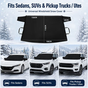 188 x 110cm Car Windscreen Snow Cover 600D Oxford PU Coated Frost Ice Protector for Cars SUVs and Utes