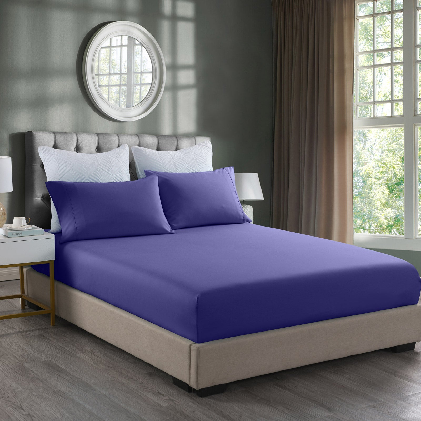 Royal Comfort 2000TC 3 Piece Fitted Sheet and Pillowcase Set Bamboo Cooling - King - Royal Blue V160-10001242