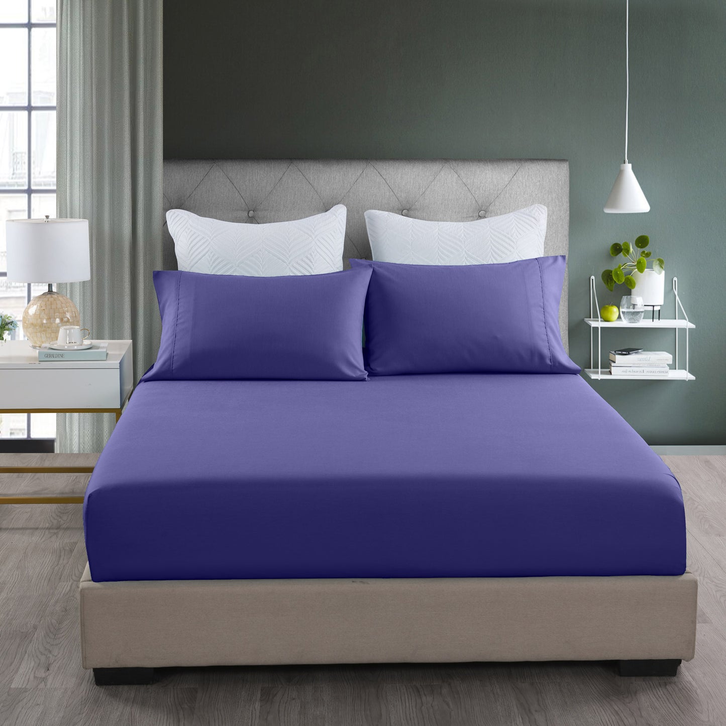 Royal Comfort 2000TC 3 Piece Fitted Sheet and Pillowcase Set Bamboo Cooling - King - Royal Blue V160-10001242