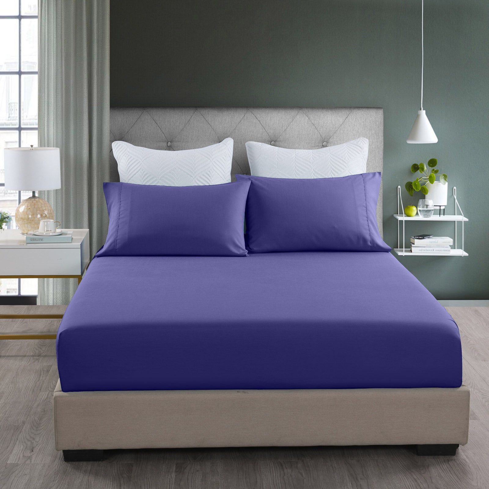 Royal Comfort 2000TC 3 Piece Fitted Sheet and Pillowcase Set Bamboo Cooling - King - Royal Blue V160-10001242