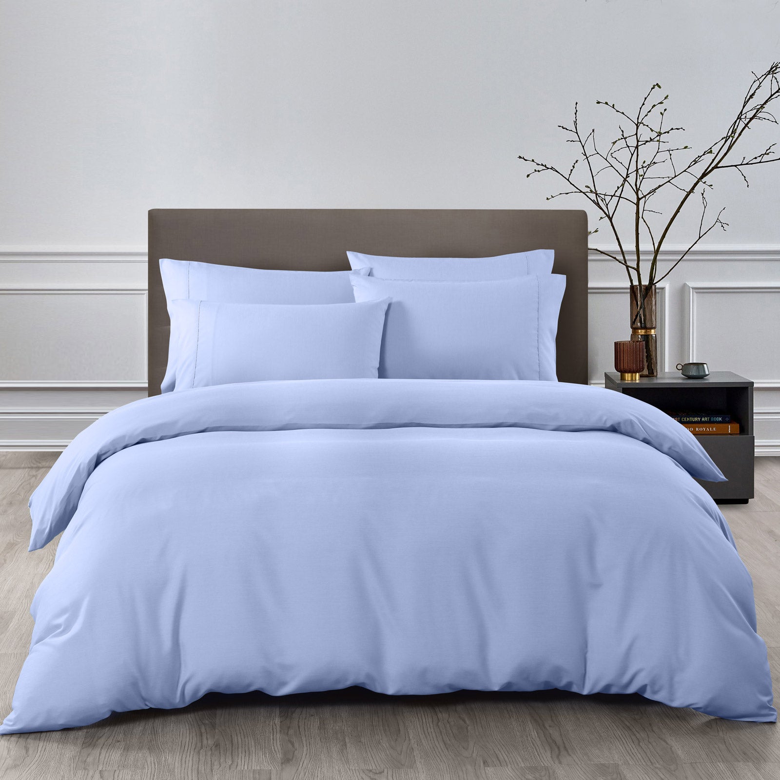 Royal Comfort 2000TC Quilt Cover Set Bamboo Cooling Hypoallergenic Breathable - King - Light Blue V160-10001252