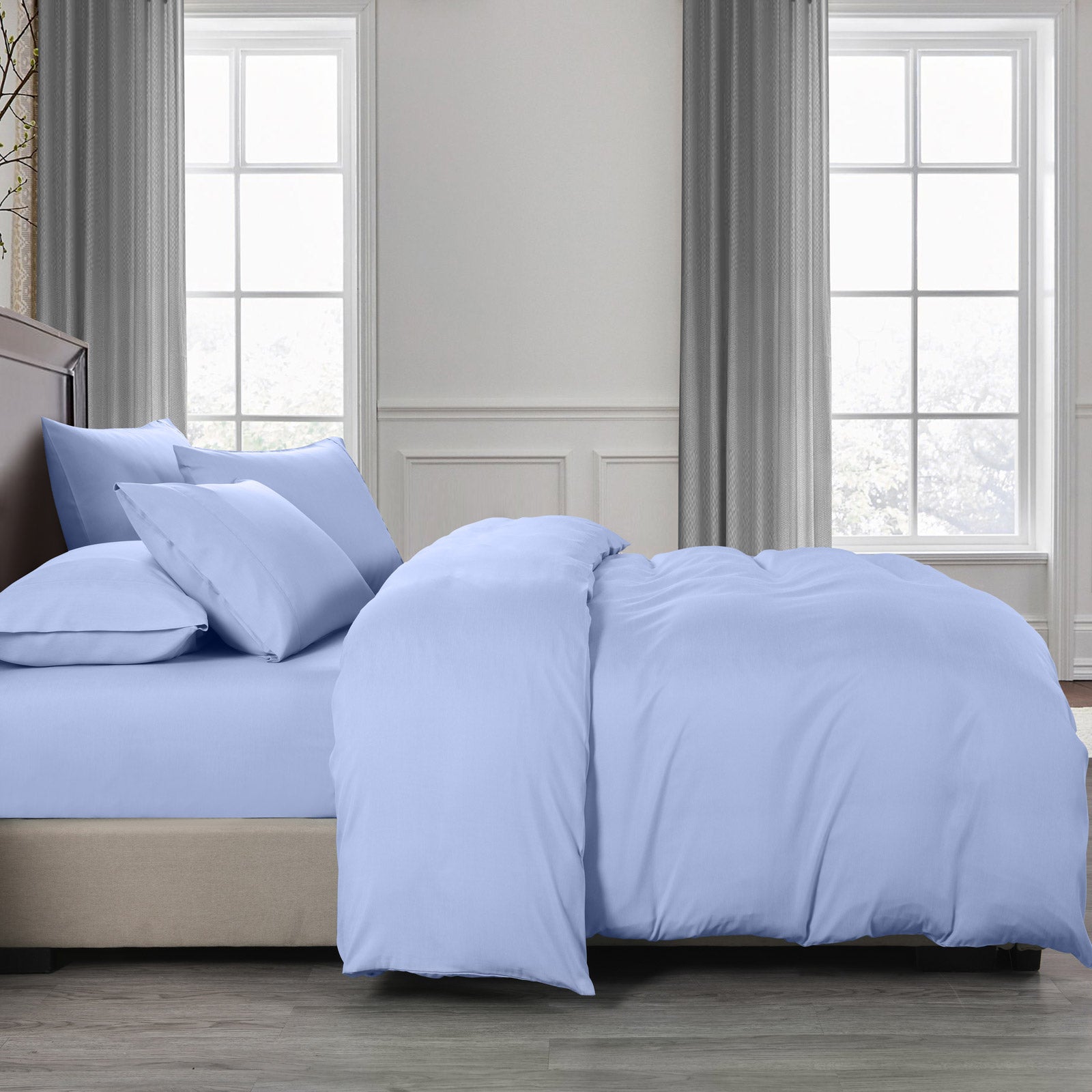 Royal Comfort 2000TC Quilt Cover Set Bamboo Cooling Hypoallergenic Breathable - King - Light Blue V160-10001252