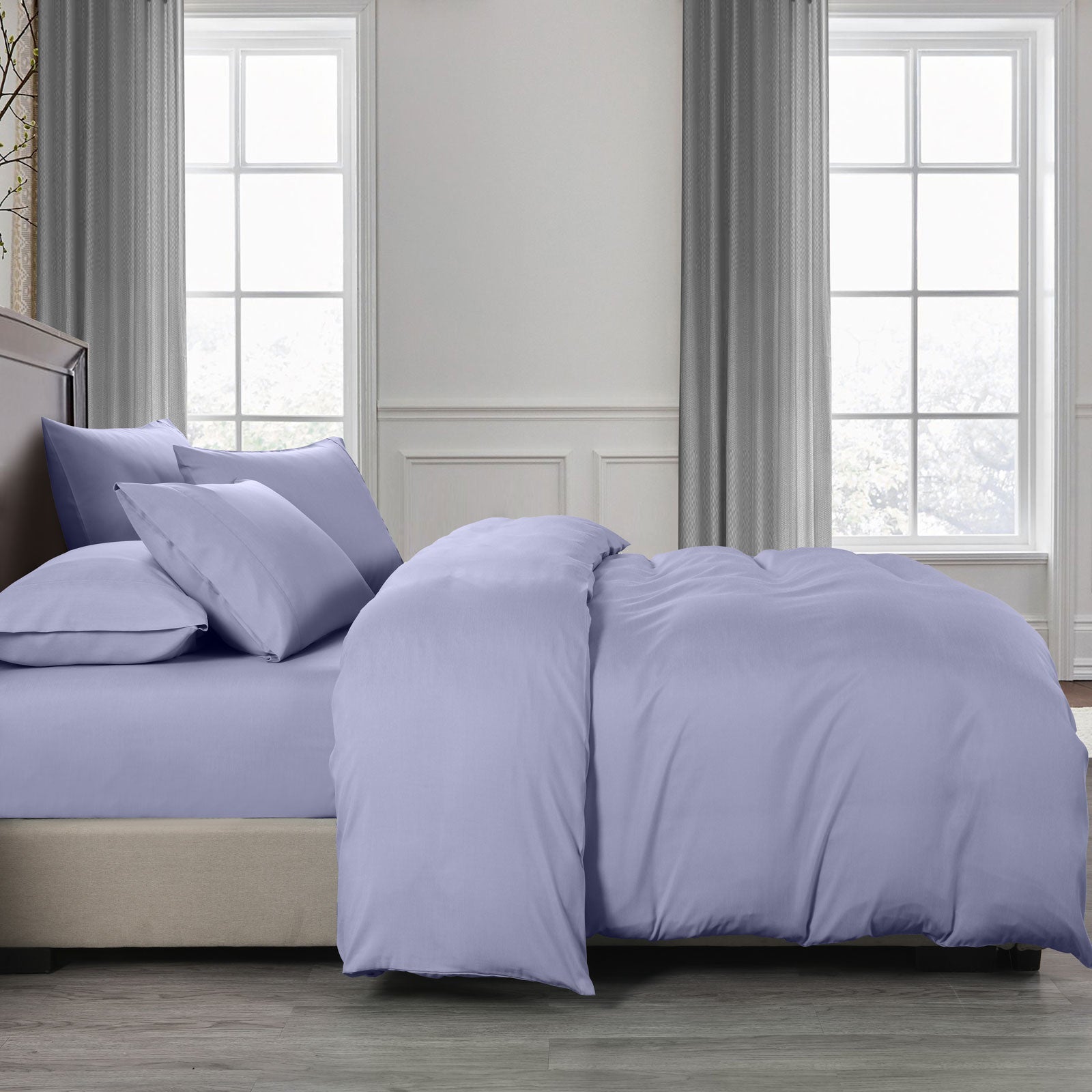 Royal Comfort 2000TC Quilt Cover Set Bamboo Cooling Hypoallergenic Breathable - King - Lilac Grey V160-10001253