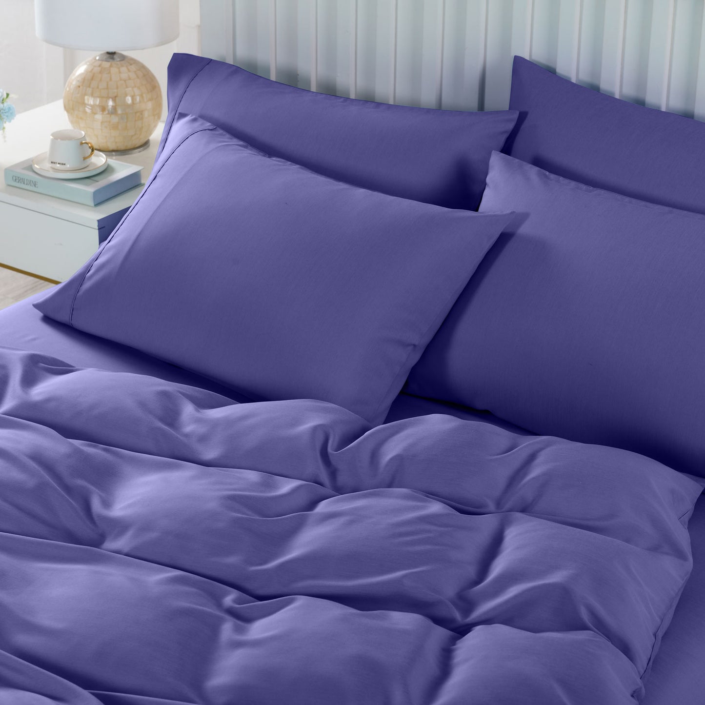 Royal Comfort 2000TC 6 Piece Bamboo Sheet & Quilt Cover Set Cooling Breathable - Double - Royal Blue V160-10001258