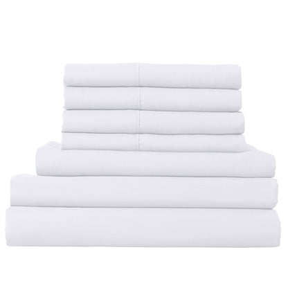 Royal Comfort 2000TC 6 Piece Bamboo Sheet & Quilt Cover Set Cooling Breathable - Queen - White V160-10001263