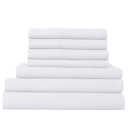Royal Comfort 2000TC 6 Piece Bamboo Sheet & Quilt Cover Set Cooling Breathable - Queen - White V160-10001263
