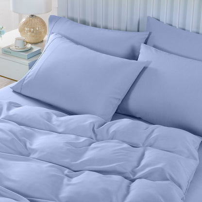 Royal Comfort 2000TC 6 Piece Bamboo Sheet & Quilt Cover Set Cooling Breathable - King - Light Blue V160-10001264