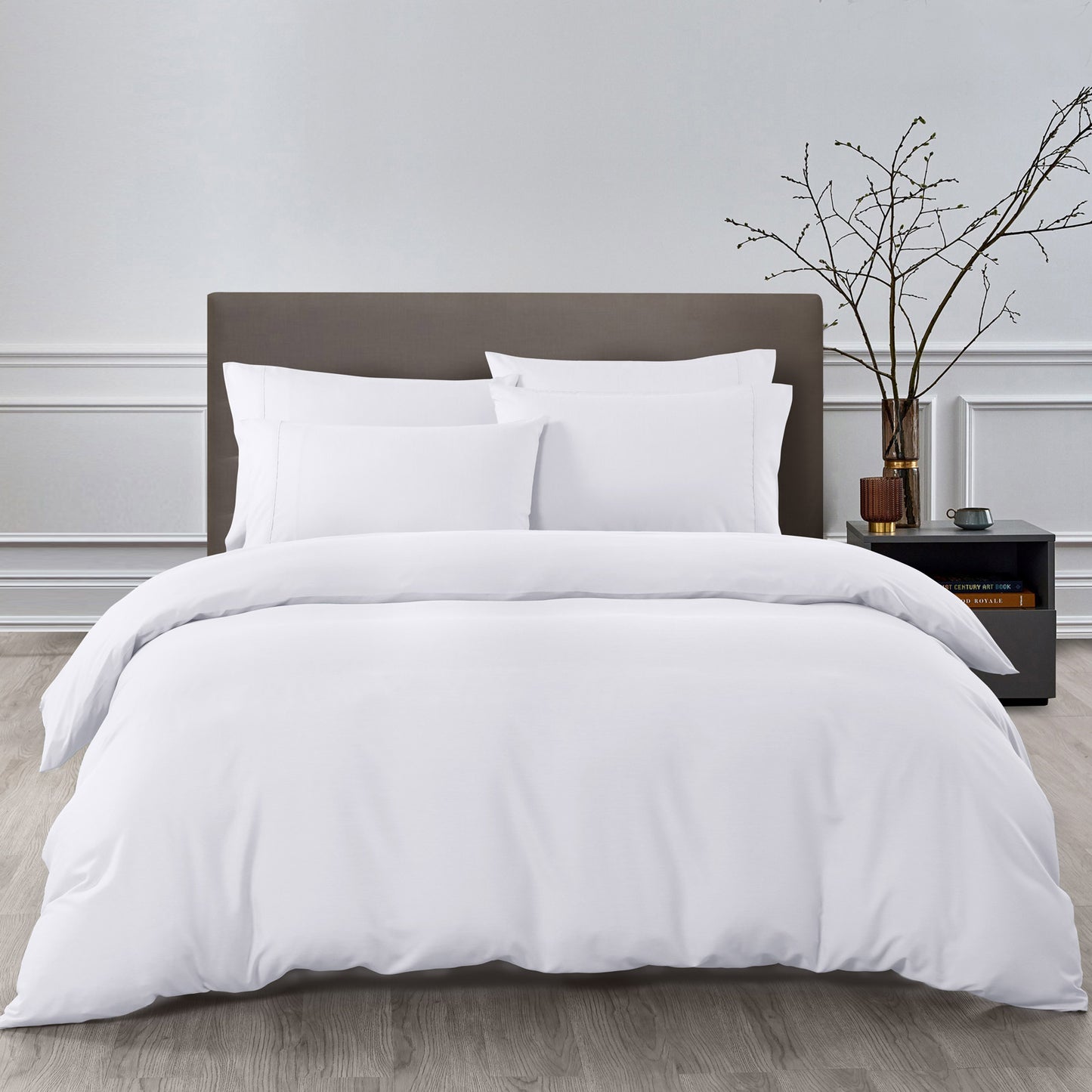 Royal Comfort 2000TC 6 Piece Bamboo Sheet & Quilt Cover Set Cooling Breathable - King - White V160-10001267