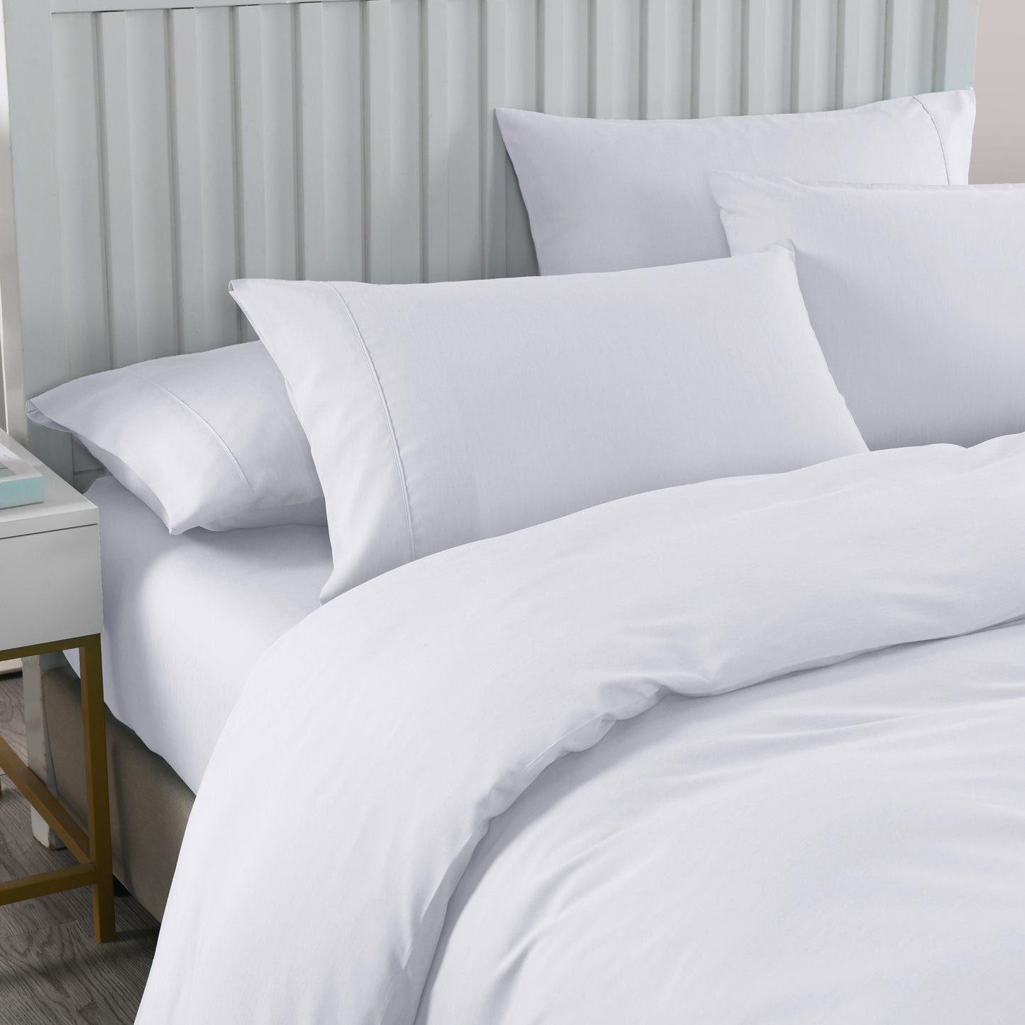 Royal Comfort 2000TC 6 Piece Bamboo Sheet & Quilt Cover Set Cooling Breathable - King - White V160-10001267