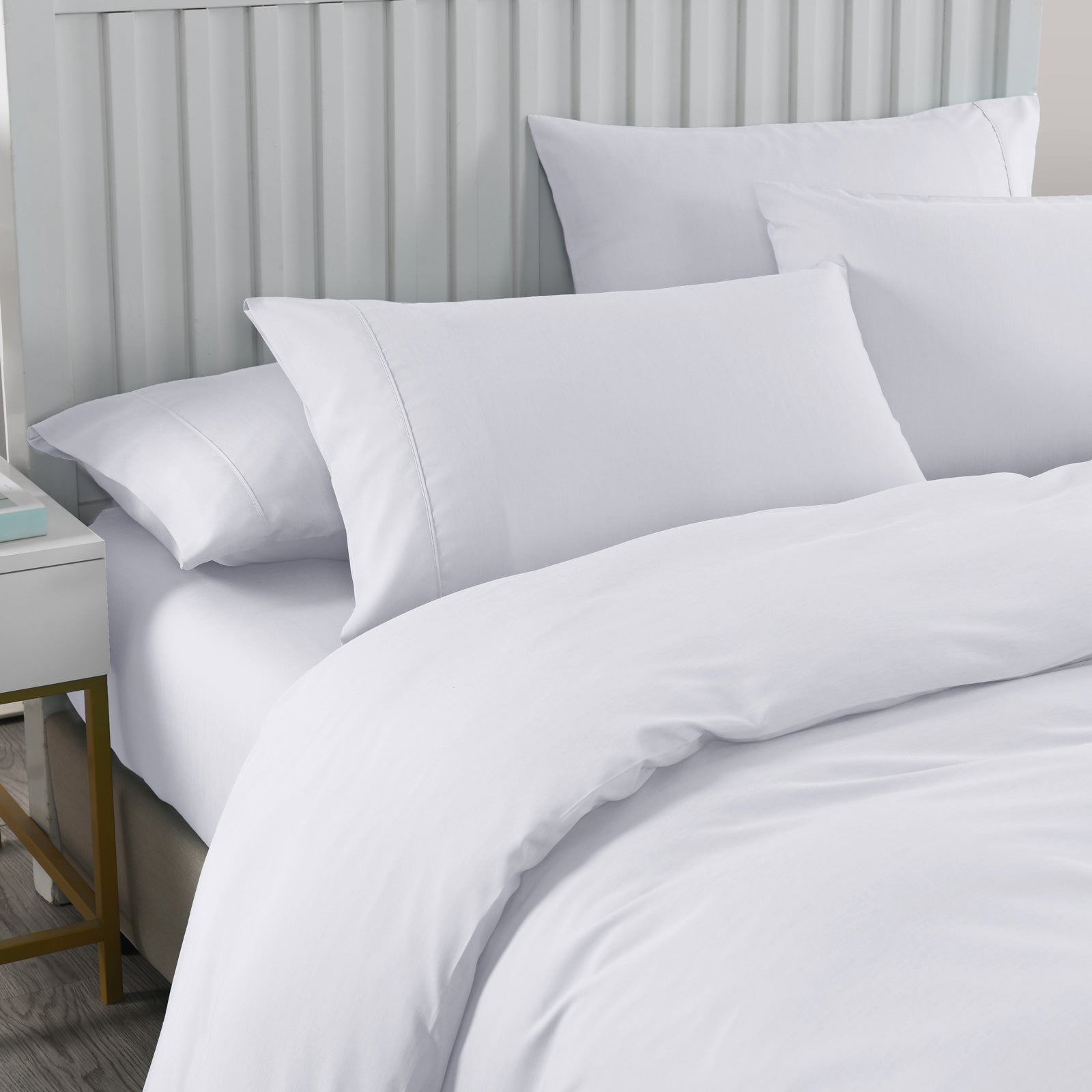 Royal Comfort 2000TC 6 Piece Bamboo Sheet & Quilt Cover Set Cooling Breathable - King - White V160-10001267
