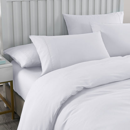 Royal Comfort 2000TC 6 Piece Bamboo Sheet & Quilt Cover Set Cooling Breathable - King - White V160-10001267