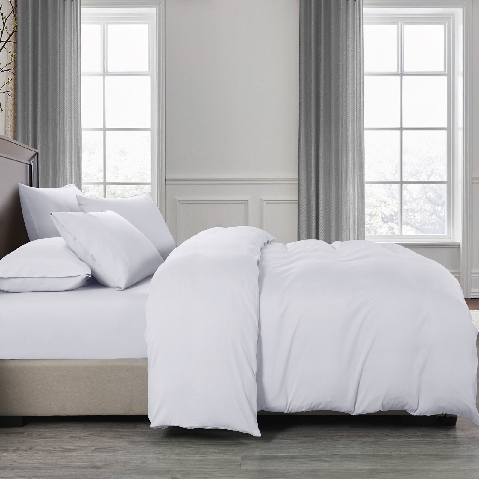 Royal Comfort 2000TC 6 Piece Bamboo Sheet & Quilt Cover Set Cooling Breathable - King - White V160-10001267
