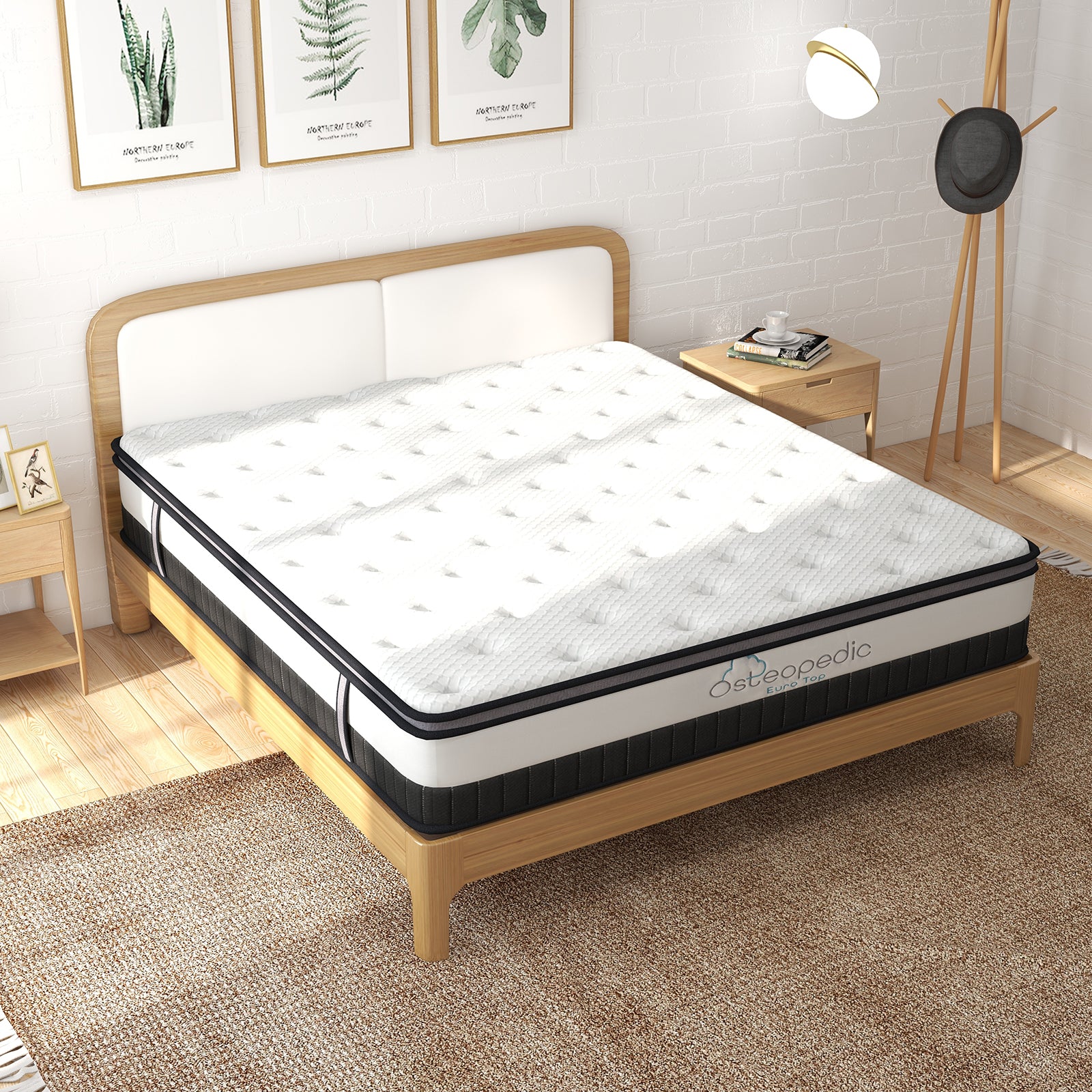 Osteopedic Euro Top Mattress Pocket Spring Medium Firm Hybrid Design Bed 30CM - King Single - White V160-10001338