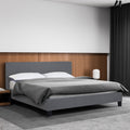 Milano Sienna Luxury Bed Frame Base And Headboard Solid Wood Padded Linen Fabric - Single - Grey V160-10001616