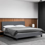 Milano Sienna Luxury Bed Frame Base And Headboard Solid Wood Padded Linen Fabric - Single - Grey V160-10001616