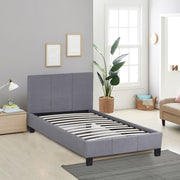 Milano Sienna Luxury Bed Frame Base And Headboard Solid Wood Padded Linen Fabric - Single - Grey V160-10001616