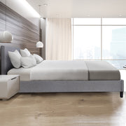 Milano Sienna Luxury Bed Frame Base And Headboard Solid Wood Padded Linen Fabric - Single - Grey V160-10001616