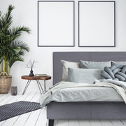 Milano Sienna Luxury Bed Frame Base And Headboard Solid Wood Padded Linen Fabric - Single - Grey V160-10001616