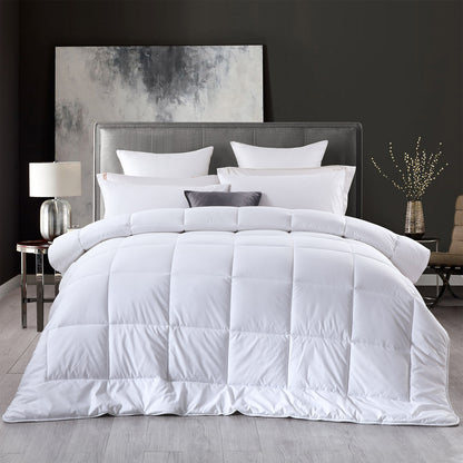 Royal Comfort 260GSM Deluxe Eco-Silk Touch Quilt 100% Cotton Cover - Single - White V160-10001628