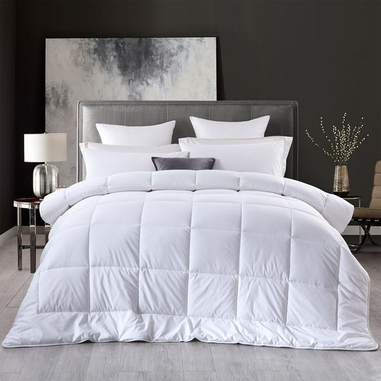 Royal Comfort 260GSM Deluxe Eco-Silk Touch Quilt 100% Cotton Cover - Single - White V160-10001628