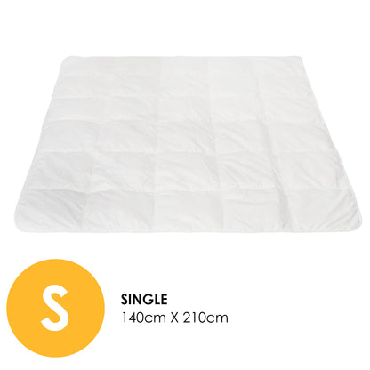 Royal Comfort 260GSM Deluxe Eco-Silk Touch Quilt 100% Cotton Cover - Single - White V160-10001628