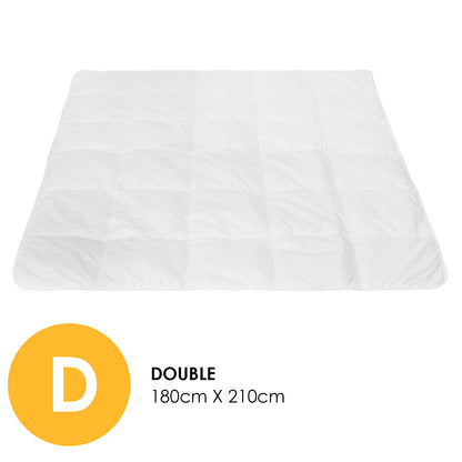 Royal Comfort 260GSM Deluxe Eco-Silk Touch Quilt 100% Cotton Cover - Double - White V160-10001629