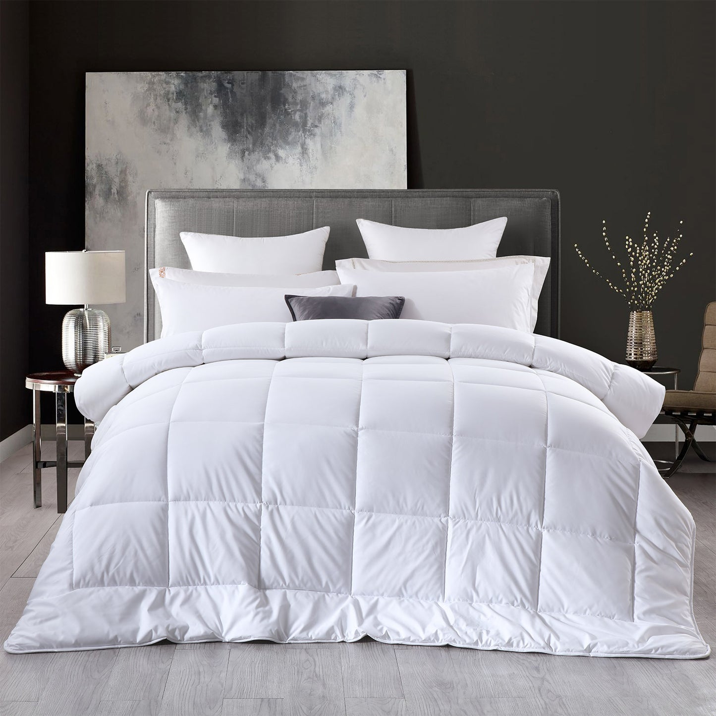 Royal Comfort 260GSM Deluxe Eco-Silk Touch Quilt 100% Cotton Cover - Queen - White V160-10001630