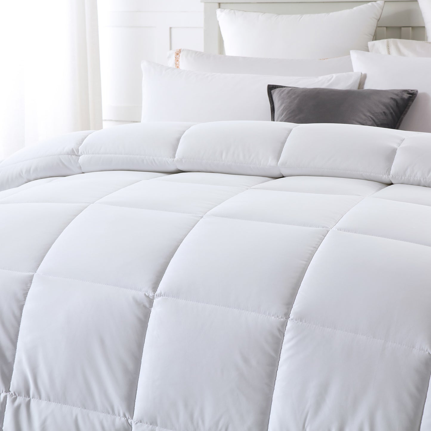 Royal Comfort 260GSM Deluxe Eco-Silk Touch Quilt 100% Cotton Cover - Queen - White V160-10001630