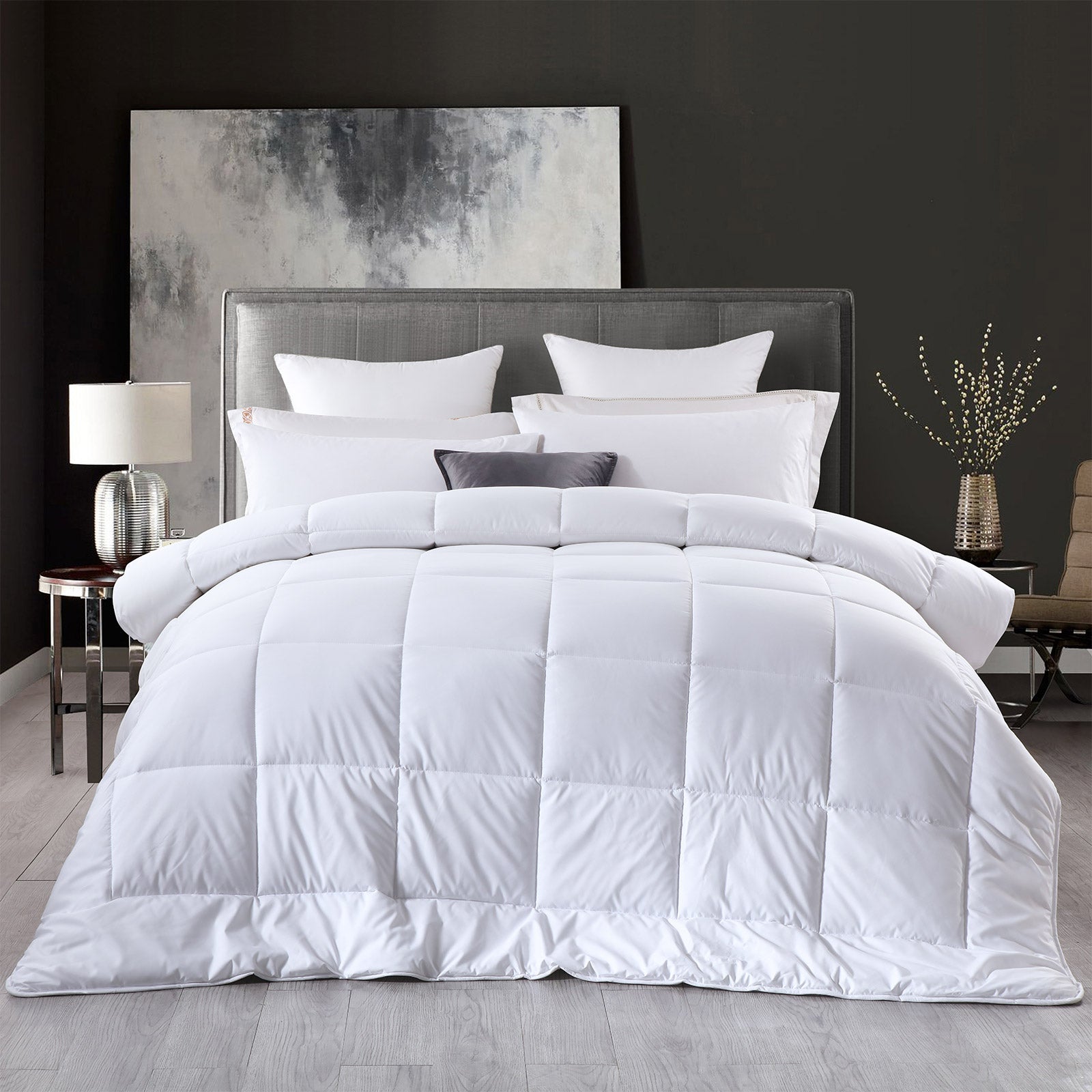 Royal Comfort 260GSM Deluxe Eco-Silk Touch Quilt 100% Cotton Cover - King - White V160-10001631