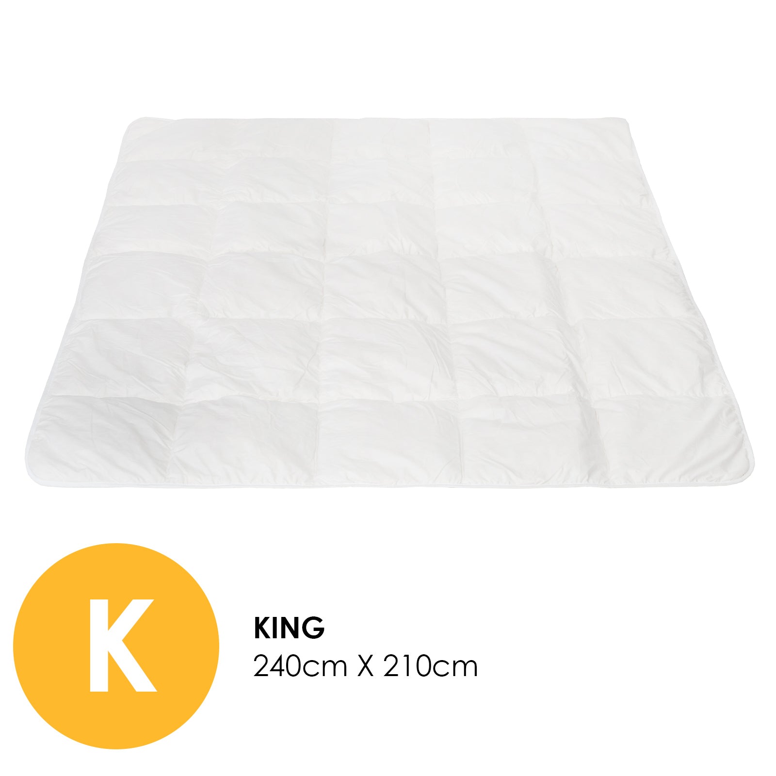 Royal Comfort 260GSM Deluxe Eco-Silk Touch Quilt 100% Cotton Cover - King - White V160-10001631