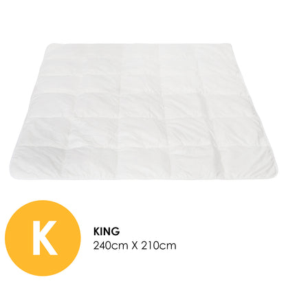 Royal Comfort 260GSM Deluxe Eco-Silk Touch Quilt 100% Cotton Cover - King - White V160-10001631