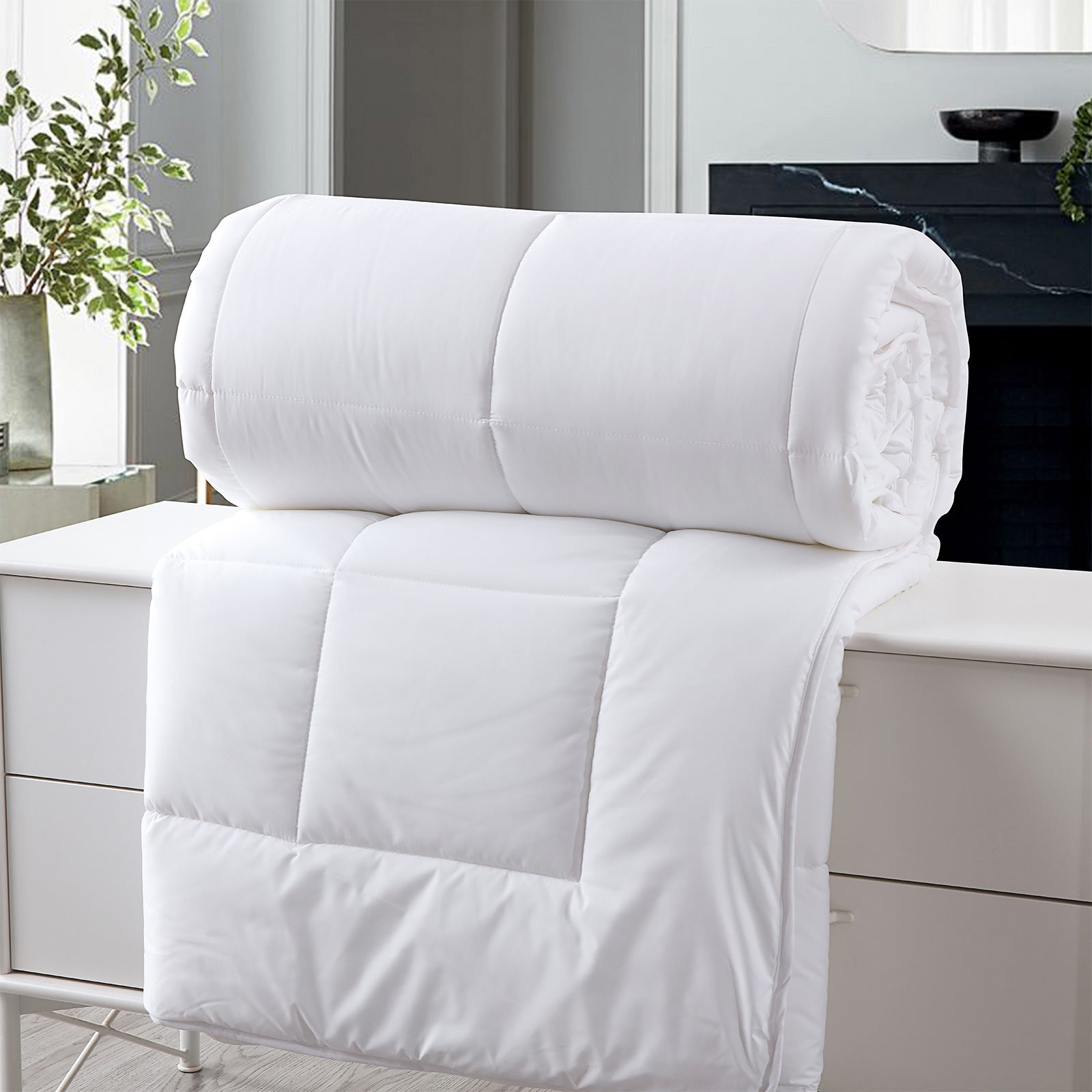 Royal Comfort 260GSM Deluxe Eco-Silk Touch Quilt 100% Cotton Cover - King - White V160-10001631