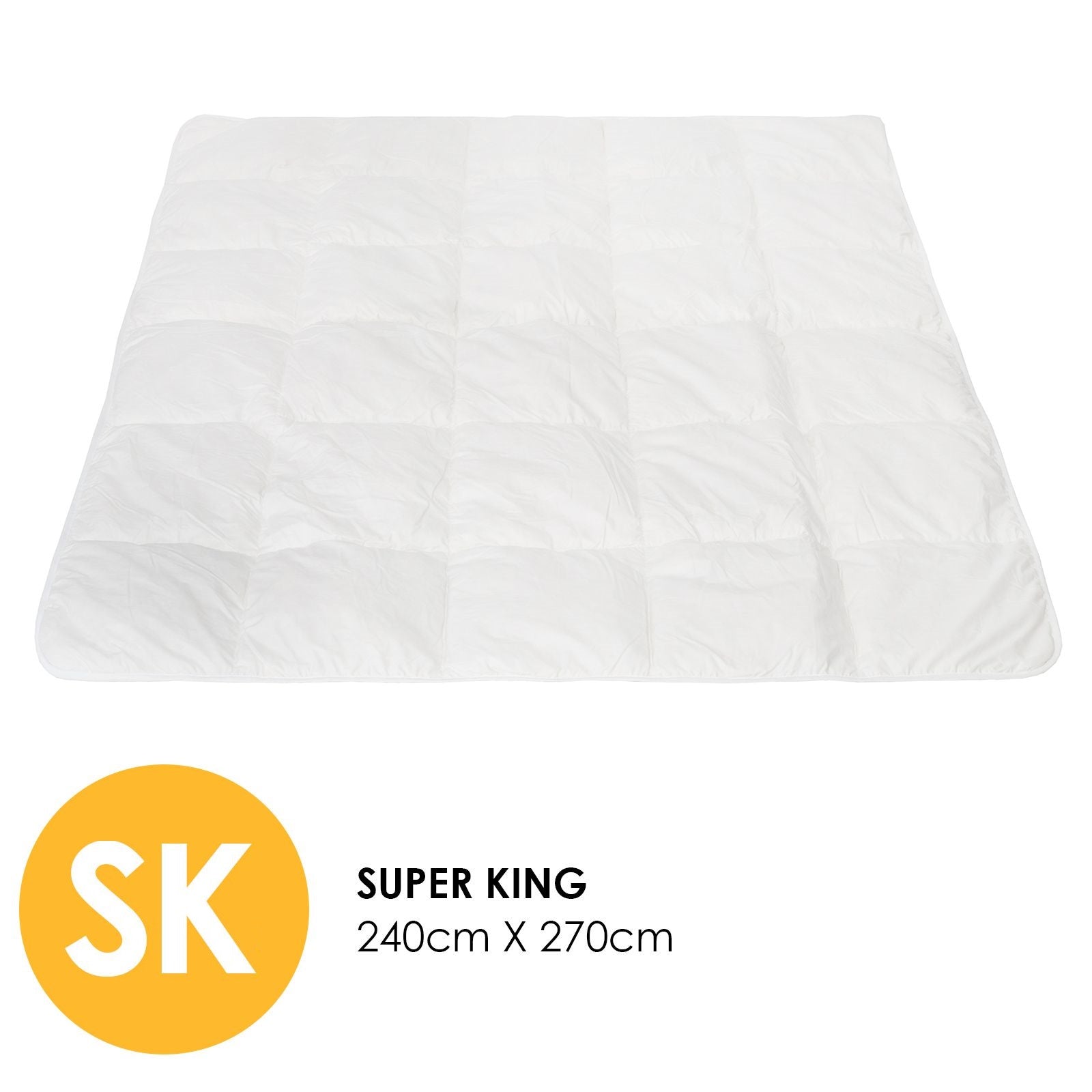 Royal Comfort 260GSM Deluxe Eco-Silk Touch Quilt 100% Cotton Cover - Super King - White V160-10001632