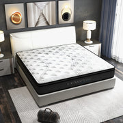 Luxopedic Pocket Spring Mattress 5 Zone 32CM Euro Top Memory Foam Medium Firm - Single - White Grey V160-10001650