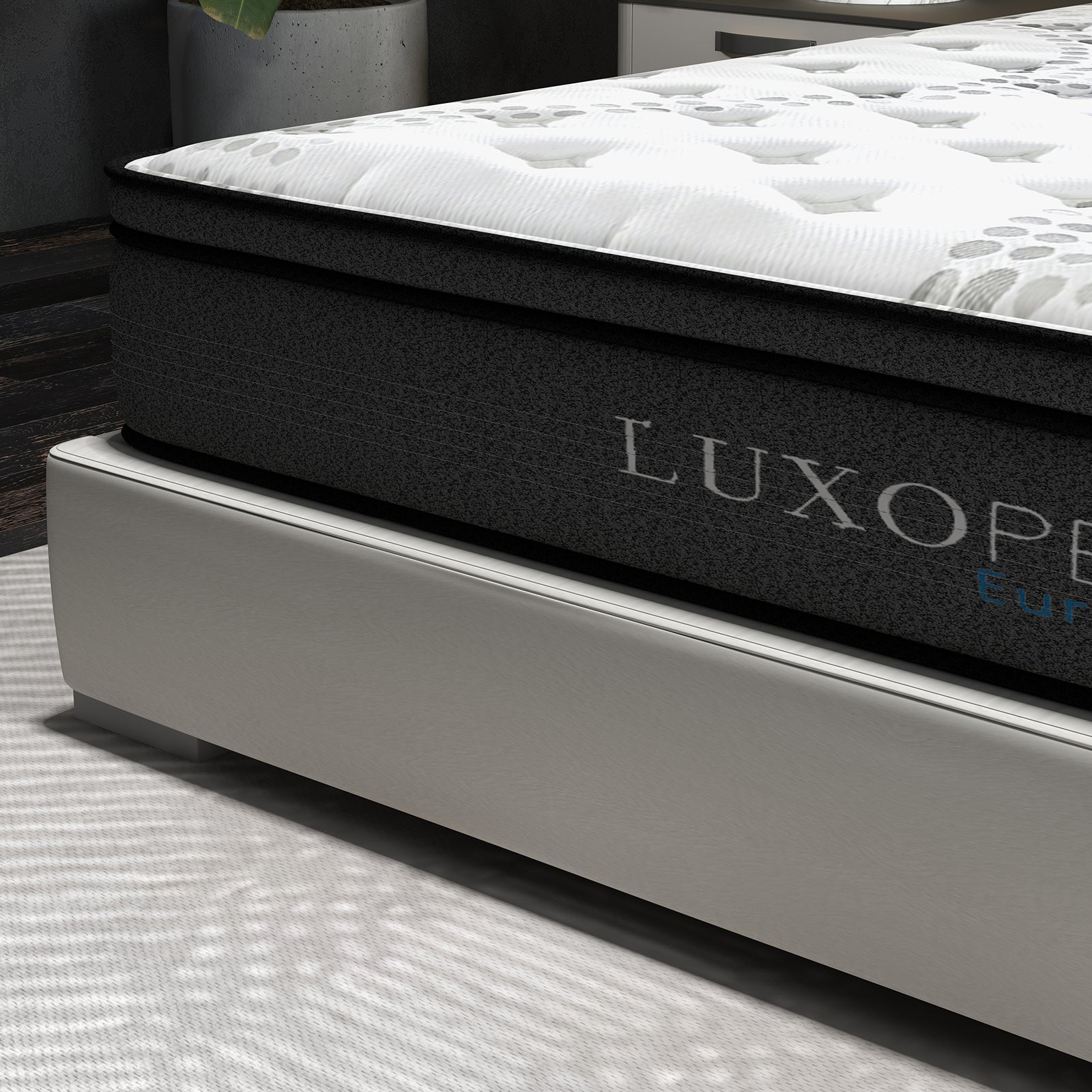 Luxopedic Pocket Spring Mattress 5 Zone 32CM Euro Top Memory Foam Medium Firm - Single - White Grey V160-10001650