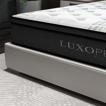 Luxopedic Pocket Spring Mattress 5 Zone 32CM Euro Top Memory Foam Medium Firm - King - White Grey V160-10001653