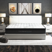 Luxopedic Pocket Spring Mattress 5 Zone 32CM Euro Top Memory Foam Medium Firm - King - White Grey V160-10001653
