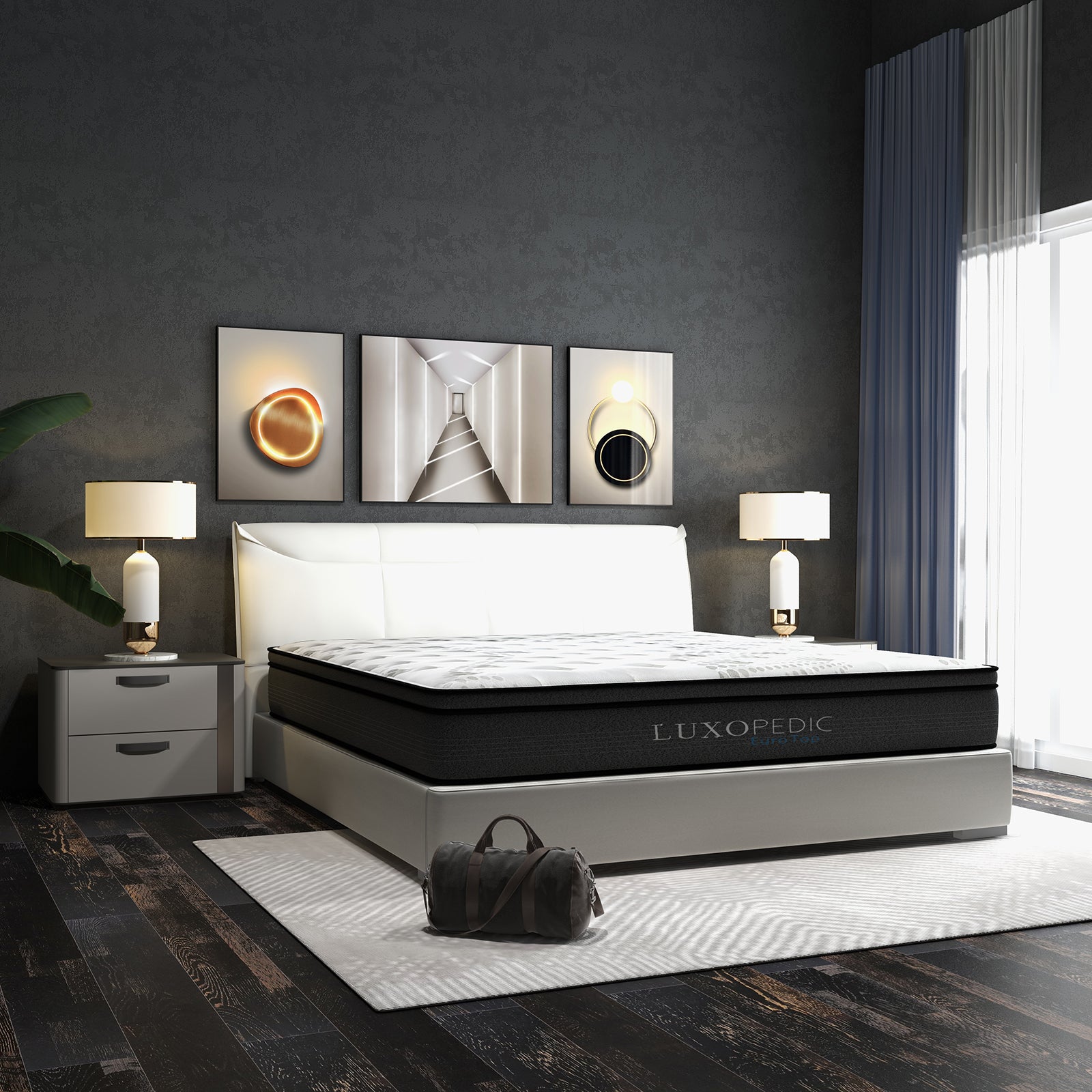 Luxopedic Pocket Spring Mattress 5 Zone 32CM Euro Top Memory Foam Medium Firm - King - White Grey V160-10001653