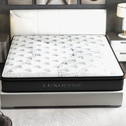 Luxopedic Pocket Spring Mattress 5 Zone 32CM Euro Top Memory Foam Medium Firm - King Single - White Grey V160-10001654