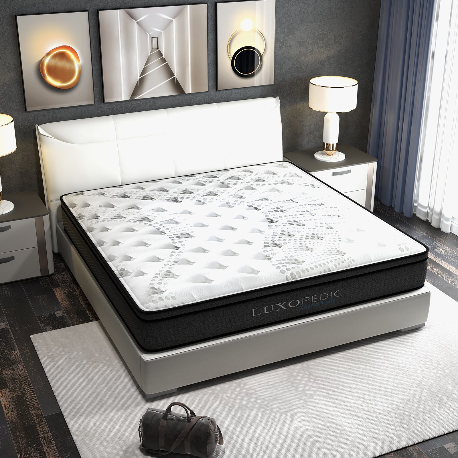 Luxopedic Pocket Spring Mattress 5 Zone 32CM Euro Top Memory Foam Medium Firm - King Single - White Grey V160-10001654