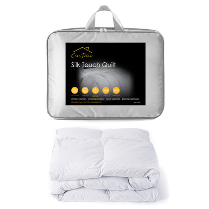 Casa Decor Silk Touch Quilt 360GSM All Seasons Antibacterial Hypoallergenic - Double - White V160-10001661